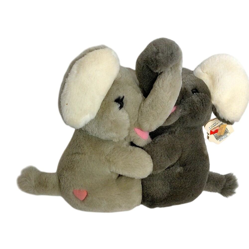 Vintage 1987 Dakin Elephant Hugs Love Stuffed Plush New
